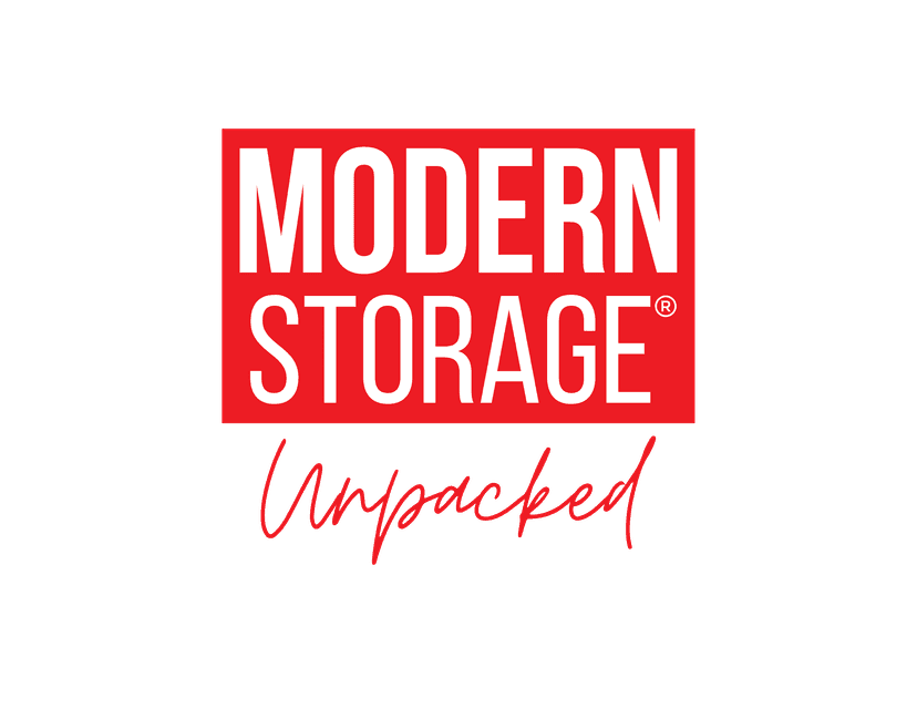 Modern Storage® Unpacked™ podcast logo - self storage industry insights hosted by Kaylee and Hannah
